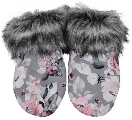 Rękawiczki Do Wózka MF-04 Szare Róże