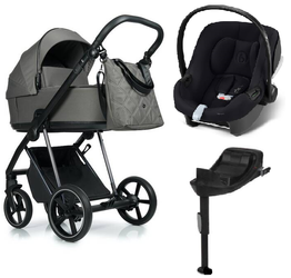 Roan Ivi 2.0 Wózek Głęboko-Spacerowy Rama Czarna Taupe + Cybex Aton B2 i-Size Fotelik Samochodowy 0-13kg + Baza One Volcano Black