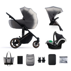 Kinderkraft Prime 2 PRO Wózek Głęboko-Spacerowy 3w1 Shadow Grey + fotelik