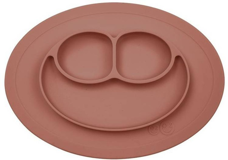 EZPZ Silikonowy Talerzyk Z Podkładką Mały 2w1 Mini Mat Brązowy