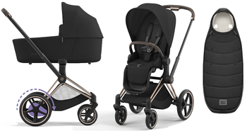 Cybex e-Priam 3.0 Wózek Głęboko-Spacerowy Sepia Black + Cybex Platinum Śpiworek