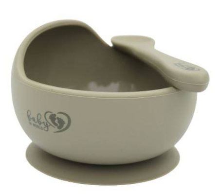 Baby in World Miska Silikonowa Z Przyssawką I Łyżeczką Sage