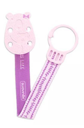 Suavinex Klips Do Smoczka z Tasiemką Fioletowy Miś