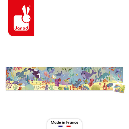 Janod Puzzle panoramiczne w walizce Morskie stworzenia 36 elementów 4+ Made in France