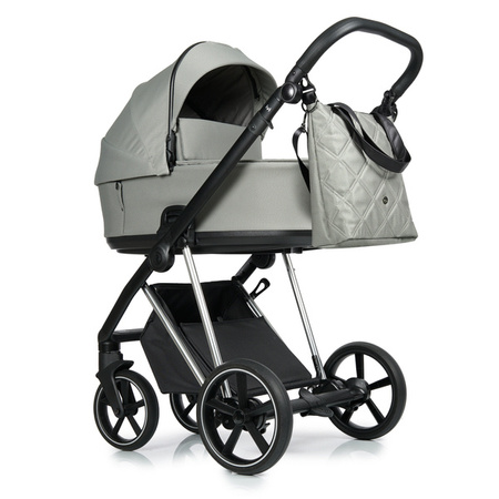 Roan Ivi 2.0 Wózek Głęboko-Spacerowy Rama Light Chrome Tea Leaf + Cybex Aton B2 i-Size Fotelik Samochodowy 0-13kg + Baza One Volcano Black