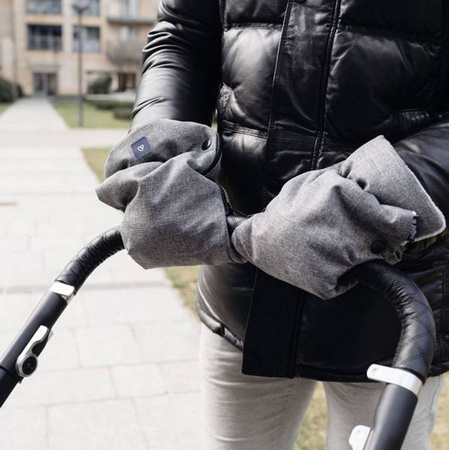 Zaffiro Mufki Do Wózka Dwuczęściowe Wełna Melanż Granatowy