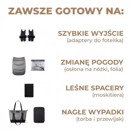 Kinderkraft Prime 2 Wózek Głęboko-Spacerowy + Fotelik Zestaw 3w1 Shadow Grey