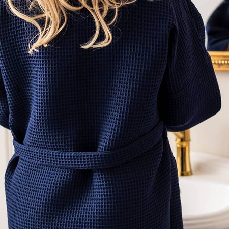Eevi Szlafrok Damski Kimono z Wafelka Granatowy XL