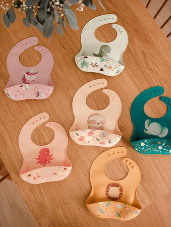 Sassi Śliniak silikonowy z kieszonką Leniwiec