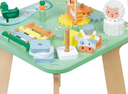 Janod Wielofunkcyjny Stolik Edukacyjny Drewniany Łąka 12 M+