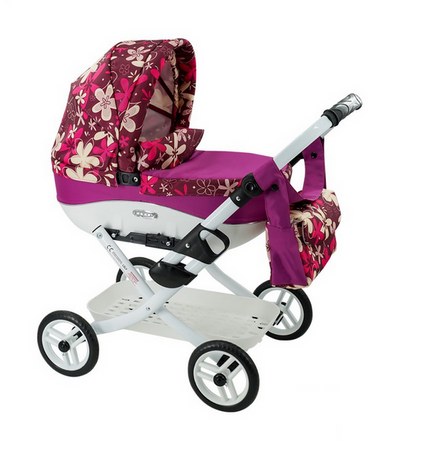 Adbor Lily Wózek dla Lalek Fioletowy Kwiatki Lc-16