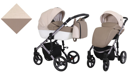 Kunert Tiaro Premium Wózek Głęboko-Spacerowy 2w1 Brąz + Krem Grafitowa Rama Koła Żelowe