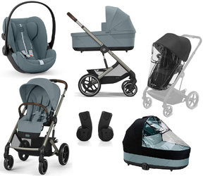 Cybex Balios S Lux 2.0 Wózek Głęboko-Spacerowy Stormy Blue + Cloud G I-Size Fotelik Samochodowy 0-13kg + Osłony Przeciwdeszczowe + Adaptery