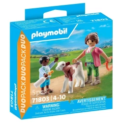 Playmobil - Gospodyni wiejska z dzieckiem i cielakiem 71803