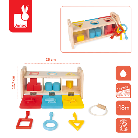 Janod Drewniany sorter z kluczykami Essentiel