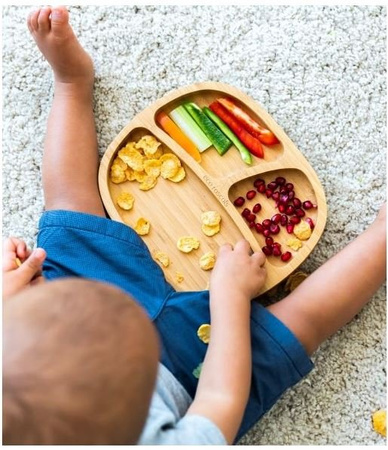 Eco Rascals Miseczka Trójdzielna Bambusowa z Przyssawką Niebieski