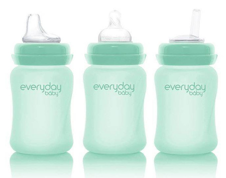 Everyday Baby, Szklana butelka ze smoczkiem S, 150 ml Miętowy
