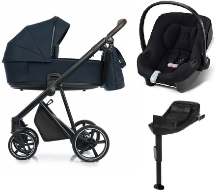 Roan Ivi 2.0 Wózek Głęboko-Spacerowy Mystic Blue + Cybex Aton B2 i-Size Fotelik Samochodowy 0-13kg + Baza One Volcano Black