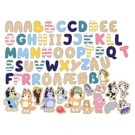 Micki Bluey Drewniane Magnetyczne Literki i Obrazki Edukacyjna