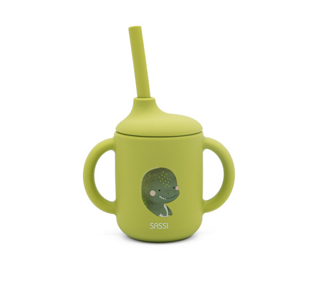 Sassi Kubek silikonowy z rurką dla dzieci Dinozaur