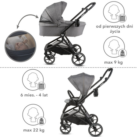 Kidwell Velmont Wózek Głęboko-Spacerowy Gray