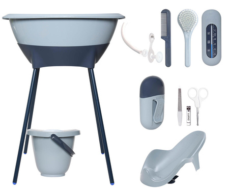 Luma Zestaw Kąpielowy 8 Elementów Wanienka i Akcesoria Iron Blue