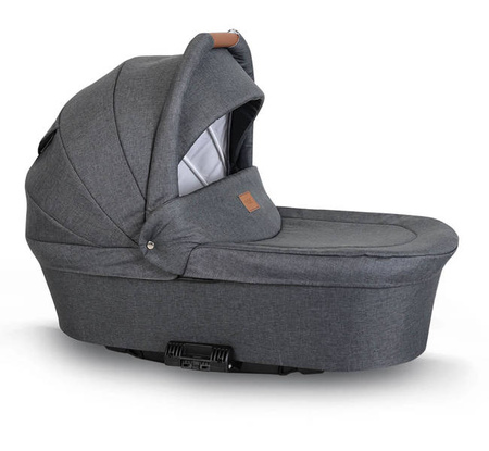 Kunert Rotax Wózek Głęboko-Spacerowy Szary Len + Pomarańcz Biała Rama Koła Żelowe