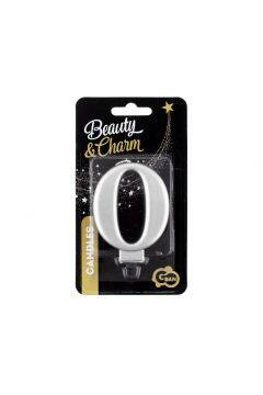 Godan Świeczka Urodzinowa Cyfra 0 Srebrny Metaliczny