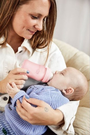 Everyday Baby, Szklana butelka ze smoczkiem S, 150 ml Różowy