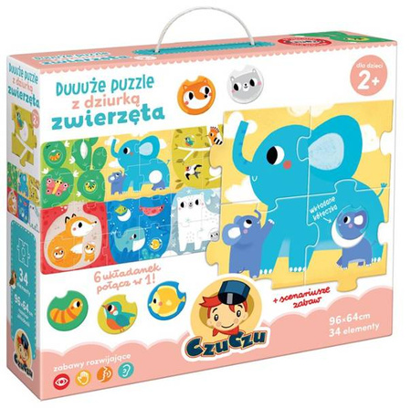 CzuCzu Duuuże Puzzle z Dziurką Zwierzęta 2+