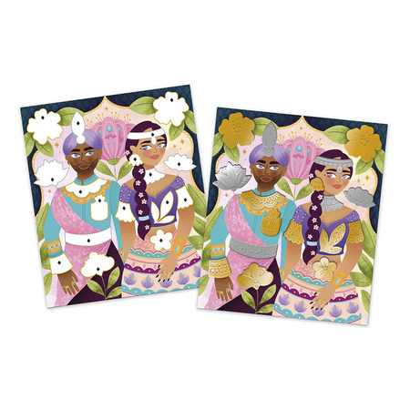 Janod Zestaw kreatywny Metalowe naklejki do wytłaczania Bollywood 7+