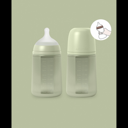 Suavinex SX Pro All Silicone Butelka Silikonowa Średni Przepływ 240ml Colour Essence Zielona