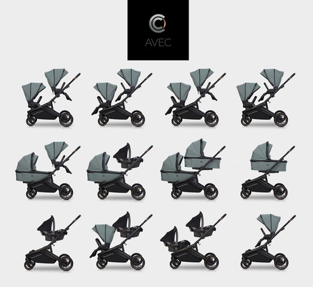 Cavoe Avec 2024 Wózek Spacerowy Bliźniaczy Boho Green