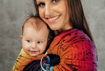 LennyLamb Chusta Kółkowa Splot Żakardowy Noszenia Dzieci Symfonia Tęczowa Dark 1,8m 100% Bawełna