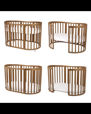 Waldin Łóżeczko Dziecięce Owalne 7w1 z Materacem Vintage