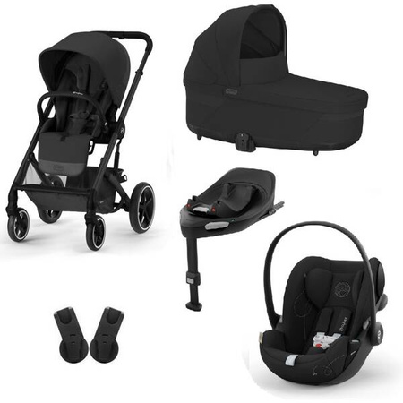 Cybex Balios S Lux Wózek Głęboko-Spacerowy + Cloud G I-Size Fotelik Samochodowy 0-13kg + Baza G + Adaptery Moon Black