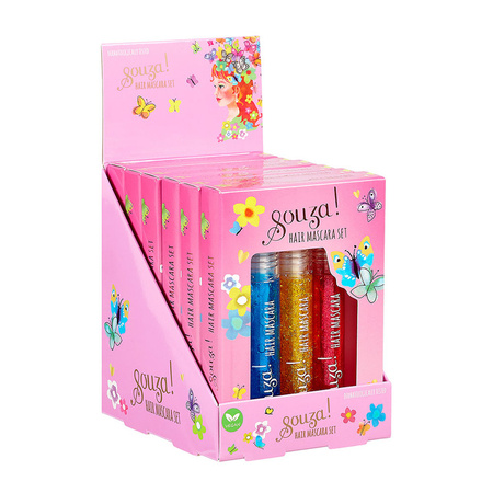 Souza! Brokatowa maskara tusz do włosów dla dzieci zestaw 3 kolory