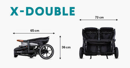 X-Lander X-Double Wózek Spacerowy Bliźniaczy Double Black