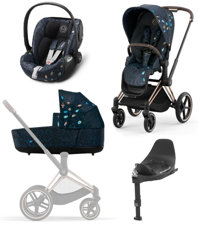 Cybex e-Priam 4.0 Wózek Głęboko-Spacerowy + Cloud T I-Size Fotelik + Baza Jewels of Nature