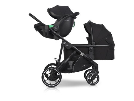 Easy Go Duoflex Wózek Głęboko-Spacerowy Bliźniaczy Rok po Roku Ebony Black 1 Siedzisko 1 Gondola