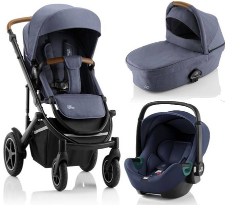 Britax Romer Smile III Zestaw Komfort Wózek Głęboko-Spacerowy + Baby Safe 3 i-Size Fotelik Samochodowy 0-13kg Indigo Blue