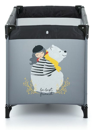 Petite&Mars Nyja Łóżeczko Turystyczne z Torbą Do Przenoszenia Teddy Friend Coal