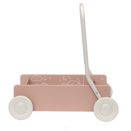 Micki Drewniany Chodzik Pchacz do Nauki Chodzenia Różówy