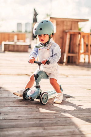 Scootandride Highwaykick 1 Jeździk i Hulajnoga 2w1 1-5 Lat S+ Zestaw Ochraniaczy dla Dzieci XXS Steel