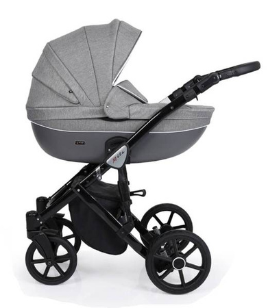 Kunert Mila Wózek Głęboko-Spacerowy 2w1 Czarny Biała Rama Koła Żelowe