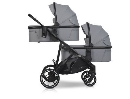 Easy Go Duoflex Wózek Głęboko-Spacerowy Bliźniaczy Rok po Roku Cloudy Gray 1 Siedzisko 1 Gondola