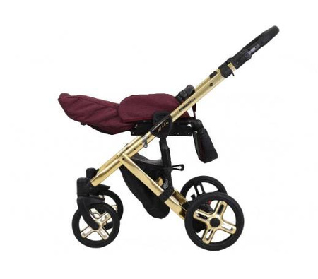 Kunert Mila Premium Wózek Głęboko-Spacerowy 2w1 Szary Len + Kostka Złota Rama Koła Żelowe