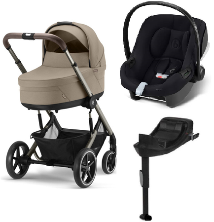 Cybex Priam 4.0 Wózek Głęboki Cozy Beige + Cybex Aton B2 i-Size Fotelik Samochodowy 0-13kg + Baza One Volcano Black