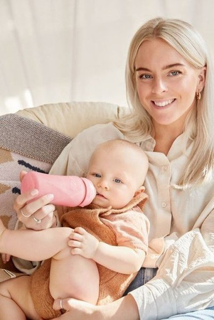 Everyday Baby, Szklana butelka ze smoczkiem M, 240 ml Różowy