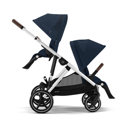 Cybex Gazelle S Wózek Głęboko-Spacerowy Bliźniaczy Rama Srebrna Ocean Blue